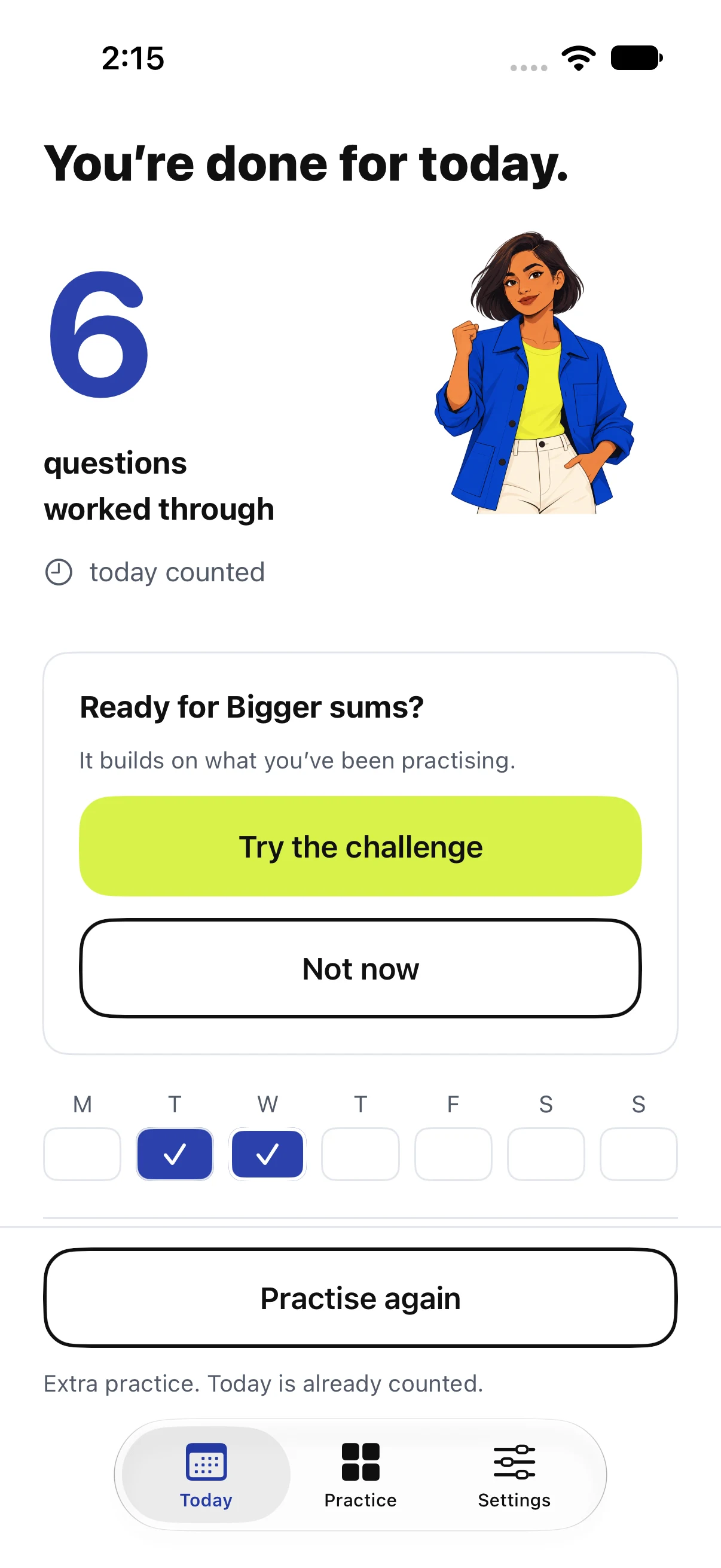 A completed session · Sample learner