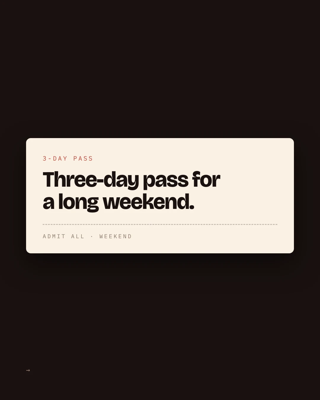 Unspeakabl · Published day-pass carousel slide 4.